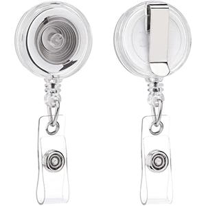 Badge Reel, Retractable Badge Holder with Belt Clip for ID Name Card (Clear Translucent, 2 Pack)