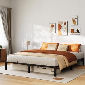 IDEALHOUSE Bed Frame, Full Size 10 Inch, Sturdy Metal Platform with Durable Iron Slat Support and Legs, Easy Assembly, Storage Space Under Bed, No Box Spring & Screws Needed, Support Up to 800 Lbs