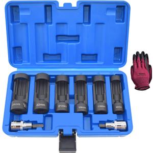 Suspension Strut Socket Tool, Strut Nut Socket 16mm 18mm 19mm 21mm 22mm 24mm with 12 Point 1/2" Drive, Suspension Spreader Set 8pc Shock Absorber Tool