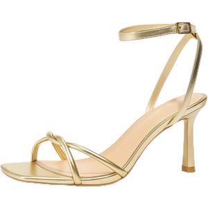 Womens Sandals Strappy Kitten Heels for Women Square Open Toe Strappy Heels Comfortable Heels for Party, Wedding and Daily Wearing,