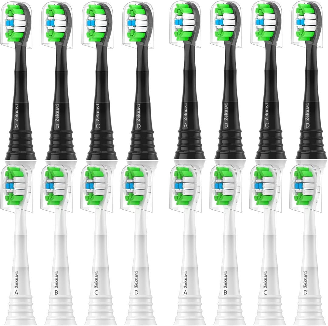 Replacement Toothbrush Heads Compatible with AquaSonic Black Series Electric Toothbrush, 16 Pack Toothbrush Heads Fit for Black Series Pro, Vibe Series, Duo Series Pro, 8White8Black
