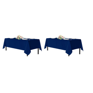Navy Blue Tablecloths for 8 Foot Rectangle Tables, 2 Pack - 60x120 Inch - Washable Fabric Cloth Table Cloth, Reusable Polyester Table Covers for Wedding Party, Banquet, Independence Day