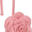 Metal Rose Shower Curtain Hooks, Rust-Resistant Hooks for Shower Curtain Rods, Set of 12, Beautiful Floral Rose Design Bathroom Decoration Hooks (Pink)