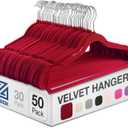 Zober Velvet Hangers 50 Pack - Heavy Duty Burgundy Hangers for Coats, Pants & Dress Clothes - Non Slip Clothes Hanger Set - Space Saving Felt Hangers for Clothing
