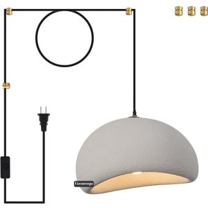 15.7in Plug in Chandelier, Wabi Sabi Pendant Light, 19.7ft Cord
Grey Wabi Sabi Hanging Lamp, Japanese Chandelier for Kitchen Island Dining Living Room Hallway Bedroom Restaurant 1 Pack