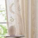jinchan Belrose Linen Curtains for Bedroom Floral Curtains 96 Inch Length Linen Blend Ivory Embroidered Drapes Farmhouse Flower Patterned Drapes for Living Room Window Treatments Set 2 Panels