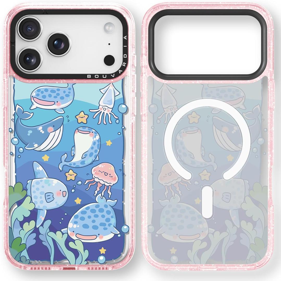 Bouvardia for iPhone 17 Pro Case, Compatible with Magsafe, Cute Girly Design for Women, Shockproof & Aesthetic, Ocean World