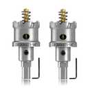 2-Pack 1-1/4" TCT Hole Saws for Hard Metal, Heavy Duty 32mm Tungsten Carbide Tipped Hole Cutters Set with Spring-Loaded Pilot Drill Bits for Stainless Steel, Metal, Iron, and Plastic