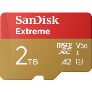 SanDisk 2TB Extreme microSDXC UHS-I Memory Card with Adapter - Up to 240MB/s, C10, U3, V30, 4K, 5K, A2, Micro SD Card- SDSQXAV-2T00-GN6MA SanDisk 2TB Extreme microSDXC UHS-I Memory Card with Adapter - Up to 240MB/s, C10, U3, V30, 4K, 5K, A2, Micro SD Card- SDSQXAV-2T00-GN6MA