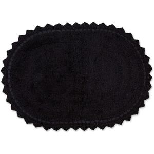 DII Crochet Collection Reversible Bath Mat, Small Oval, 17x24, Black