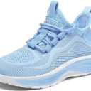 RUNSIDE Boys Girls Sneakers, Lace up Kids Tennis Shoes for Walking/Running Lightweight Breathable Gym Shoes Outdoor, Size 5, Blue