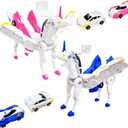 Transforming Car Robot Toys, Unicorn Racing Car Set, Boys and Girls, Automatic Deformation, Magnetic Connections, Educational, Collision to Magical Unicorns, Birthday Party (Pink)