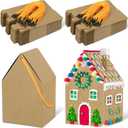 80UncleKimby 50Pcs Christmas Gingerbread House Kit Houses-Shaped Box Xmas Gift Cookie Boxes with Ropes DIY Crafts for Party Supplies Decor
