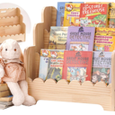 Kids Bookshelf Storage 3Tier, Book Case for Kids Rooms, Scalloped Wooden Montessori Bookcase for Toddlers & Baby, Small Nursery & Classroom Book Shelves, Solid Wood Organizer