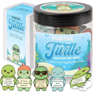 Positive Turtle Jar  Funny Birthday Christmas Gifts for Women Men Teens Stocking Stuffers Teen Girls Son Mom Dad Daughter Sister Friend Coworkers Teachers Gifts, Sea Turtle Gift for Women