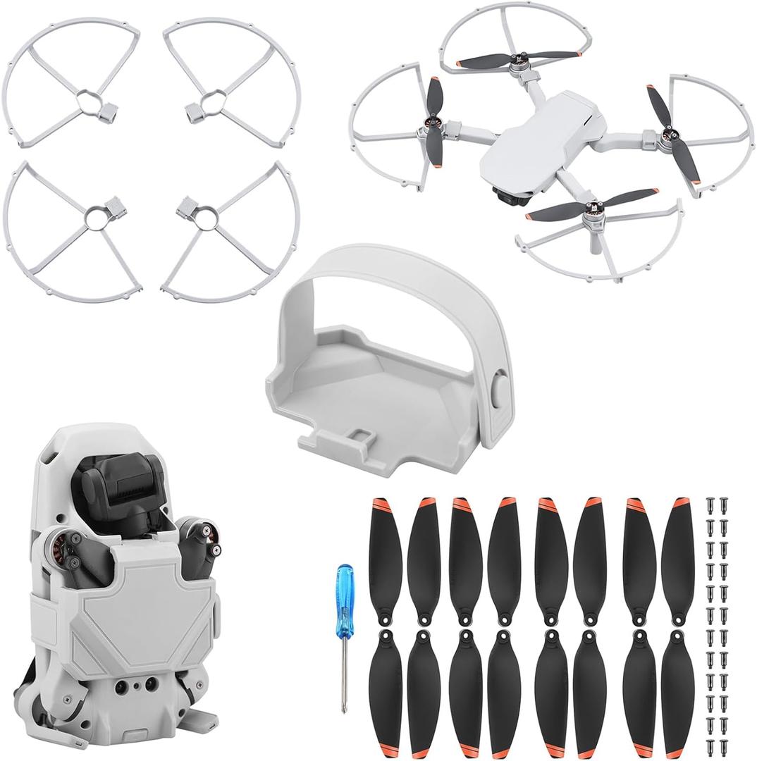 Propeller Guard+16PCS Propeller Blade +Propeller Holder Starp for DJI Mini 2 Mini 4K/Specta Drone,Light Weight Props Guard Bumper for Mavic Mini SE Drone Protective Accessory