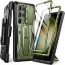 TONGATE for Samsung Galaxy S23 Ultra Case, [Built-in Slide Camera Cover & Screen Protector] [2 Front Frame] Military Grade Shockproof S23 Ultra Phone Case with Kickstand & Belt-Clip 6.8", Green