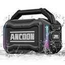 ANCOON Speakers Bluetooth Wireless: 80W(Peak) Loud Speaker with Bass, 20H Playtime, IPX6 Waterproof, Large Jobsite Speakers for Work, Outdoor, Workshop, Garage, Portable Speaker with TWS (Black)