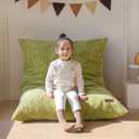 MAXYOYO 3 in 1 Kids Bean Bag Chair Bed, Convertible Chair Folds from Bean Bag to Lounger, Child Floor Sofa for Gaming, Reading, Floor Mattress with High-Density Foam Filling (Green)