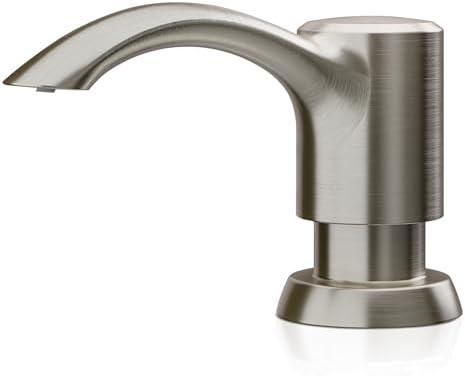 SAMODRA Built in Kitchen Sink Soap Dispenser (Brushed Nickel) with 13 oz Large PET Lotion Bottle, Refill from Top