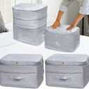 SUNOHE Ultra Space Saving Self Compression Organizers, 2 Pack Double Zipper Compression Packing Cubes for Bedding, Comforter Storage Bag for Blankets Duvet Quilts Pillows Queen King (Gray, X-Large)