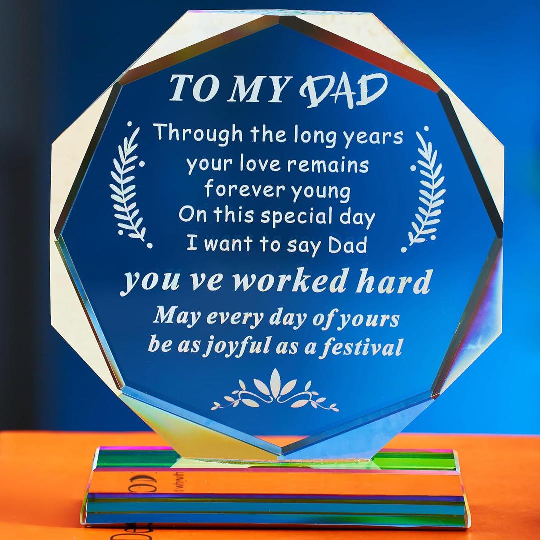 Dad Gifts From Daughter Desktop Decor - Meaningful Birthday, Christmas, Valentines, Thanksgiving, Retirement Present for Father, Step Bonus Dad Daddy Papa Keepsake Plaque for Desk Decor