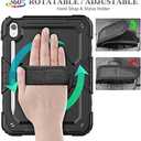SEYMAC stock Case for iPad (A16) 11th/10th Generation 11''/10.9'' 2025/2022, Full-Body Drop Protection Case with Screen Protector &360 Rotate Hand Strap/Stand, Black