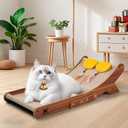 Sisal Cat Scratcher Bed, Natural Solid Wood Scratch Lounger, No Mess Scratching Chair Couch for Indoor Cats, 26 Inch Cat Scartching Pad, 3 in 1 Scratching Board, Furniture Protector