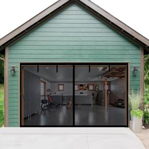 Magnetic Garage Door Screen 14x10ft for 1 Car, Retractable Fiberglass Mesh Sliding Curtain, Heavy Duty Weighted Bottom, for Garage Carport Patio RV (Black, for Door Size 14x10ft)