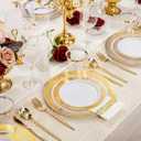 I00000 102 Pcs Gold Plastic Plates, Disposable Party Plates Include 51 Gold Dinner Plate 10.25 and 51 Disposable Dessert Plate 7.5 Perfect for Party & Wedding