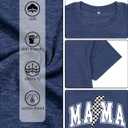 Funny Mama Bow Shirts for Women Checkered Mom T-Shirt Momma Graphic Short Sleeve Tee Top (Blue, XL)