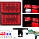 6inch Boat Trailer Lights Kit, Submersible Trailer Lights Led, 6x3-1/2inch Rectangular Led Boat Trailer Lights, 12V IP68 Waterproof Utility Trailer Light Kit with 25ft Wiring Harness