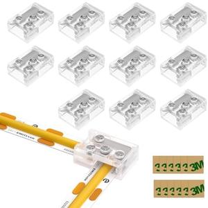 EMITEVER 8mm LED Strip Connectors 5 pcs, Led Corner Connector T-Shaped Gapless Connection Solderless Transparent Tape Light Connectors for 2-Pin COB/SMD LED Strip Lights​ 5V 12V 24V