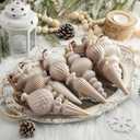 Yunlly 18 Pcs Neutral Christmas Ornaments Textured Christmas Tree Decor with Hanging Loop Modern Brown Hanging Finial Ornaments Shatterproof Home Decor for Xmas Vintage Rustic Farmhouse (Modern Color)