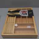 Nexxuss Bamboo Kitchen Drawer Organizer, Expandable Utensil Organizer with Removable Knife Block, Cutlery Tray Holder with Divider, Adjustable Silverware Organizer, Wood Tableware Dividers Storage