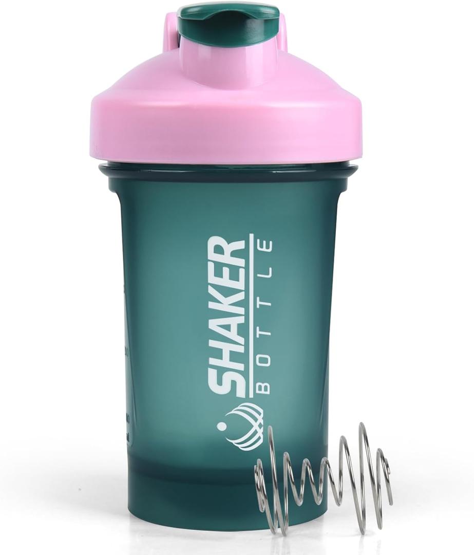 Shaker Bottle,400ml Small Protein Shaker Bottle with Mixing Ball, Portable 14oz GYM Shakes Cup for Workout,BPA free, 100% Leak Proof,Dishwasher SafeGreen (13.5 Ounces)
