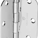 Cauldham (12 Pack) Heavy-Duty 3-1/2" Interior Door Hinges with 5/8" Radius Corners - Polished Chrome
