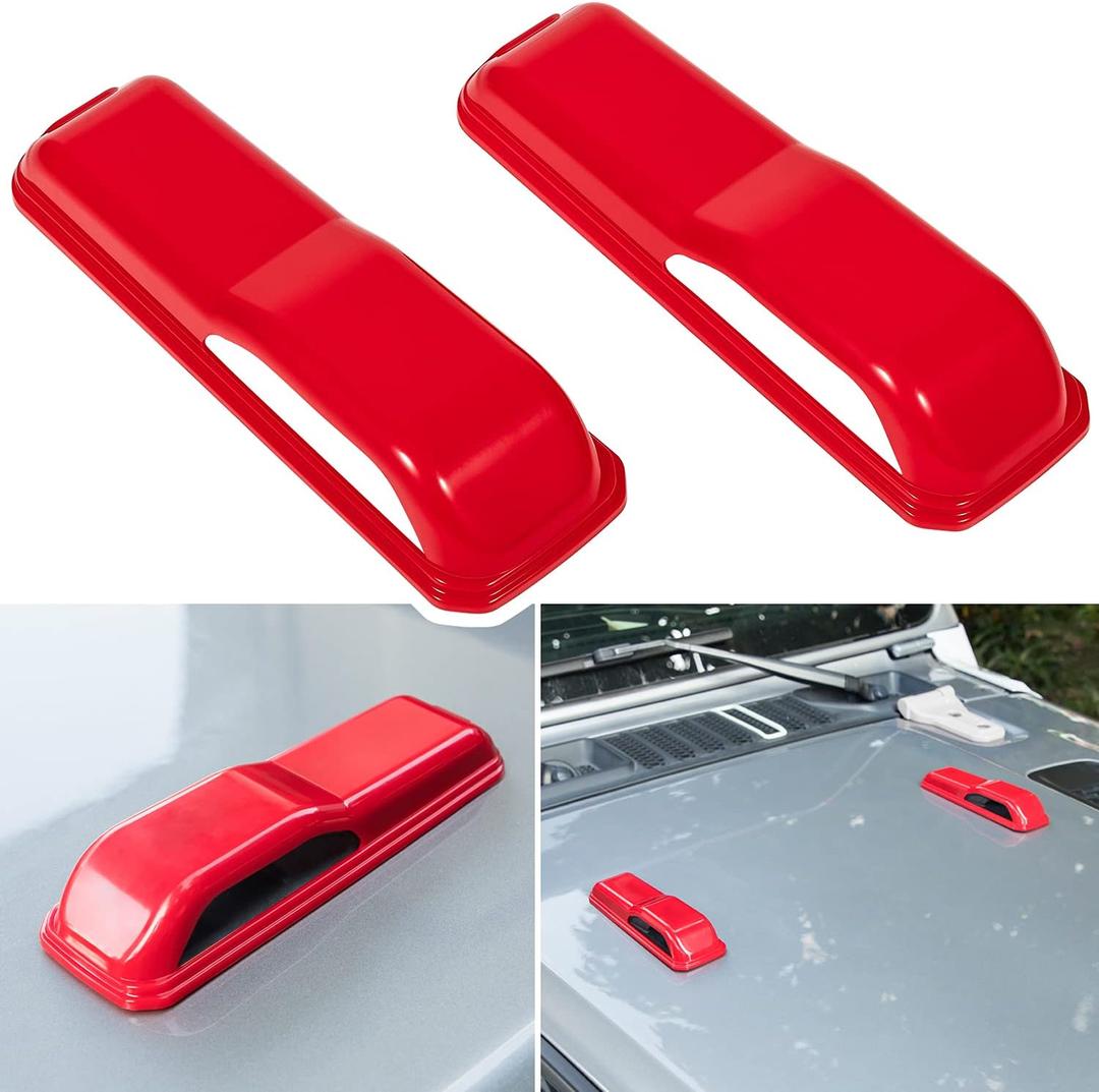 Engine Hood Hinge Cover Trim Exterior Accessories Decoration for 2018-2025 Jeep Wrangler JL JLU Sports Sahara Freedom Rubicon Unlimited Gladiator JT 2-Door & 4-Door (Red 2PCS)