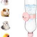 VANNON 17oz Small Animal Water Dispenser for Crate, Parrots Water Bottle for Cage, Chewproof Pet Water Bottle for Rabbits, Guinea Pigs, Ferrets, Chinchillas and Other Small Rodents, Top Fill, Pink