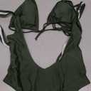 Viottiset Women's Halter 2 Piece Swimsuit Brazilian High Cut Bikini Set Sexy Push Up (Army Green) XL