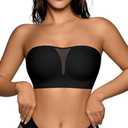 Seamless Wireless Strapless Bras for Women - V-Neck Full Coverage Strapless Bralette No Underwire Convertible Tube Top Bra, Large