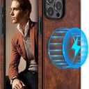 LOHASIC for iPhone 15 Pro Leather Case Compatible with Magsafe, Slim Luxury PU Non-Slip Grip Rugged Bumper Shockproof Full Body Protective Cover Phone Cases for iPhone 15 Pro 5G 6.1" (2023) - Brown