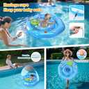 Baby Pool Float with Canopy & Toy Console,Adjustable Safe Seat,Removable UPF50+ Sunshade,Infant Pool Float for 6-36 Months,Baby Floaties 6-12 Months with Safety Handle & Rope for Pool,Sea