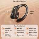 LEEMC Wireless Earbuds, Bluetooth Headphones 5.4, 80Hr Playtime Ear Buds with Hooks for Sports, Noise Canceling, LED Display, IPX7 Waterproof Earphones for Workout Running, JetBlack