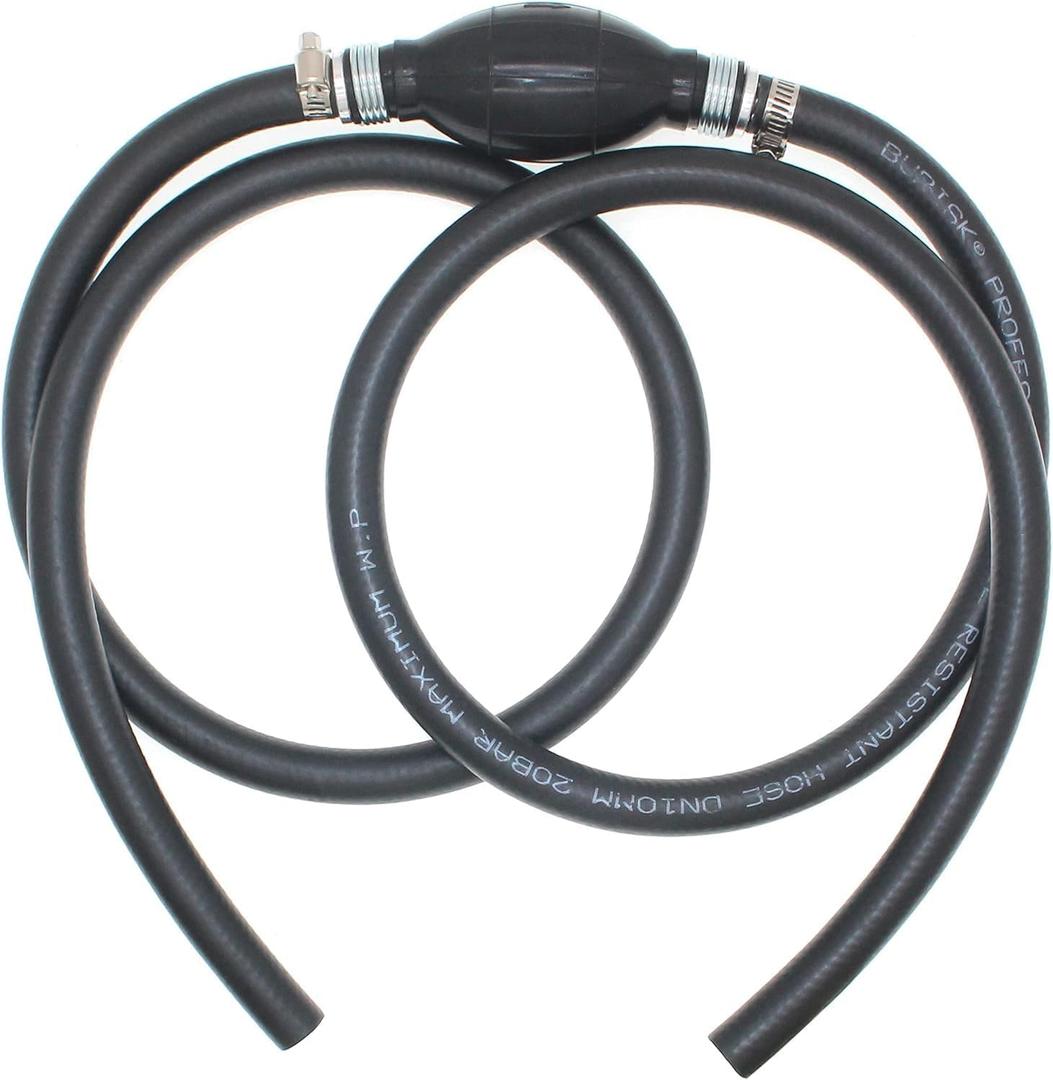 Fuel Line Assembly 3/8" Inner Dia 5/8" 6FT Outer Dia Hose Line Marine Outboard Boat Motor RVs Fuel Assembly with Primer Bulb Steel Hose Clamps