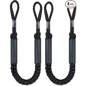 2PCS Dock Lines 3FT Premium Bungee Boat Lines Boat Accessories (Black, 3Feet)
