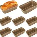8 PCS Mini Loaf Pans for Baking Bread Nonstick Carbon Steel Small Meatloaf Pan Set 6.1 x 3.3 Inch Golden Bread Tins for Homemade Cake Sourdough and Meatloaf