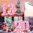 Pooqla 16th Birthday Decorations for Girls, Pink Light Up Numbers for Sweet 16th Birthday, Gift for Girls Party Table Decoration Backdrop Wall Decor for Wedding Anniversary Decor
