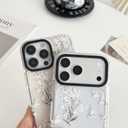 Compatible with iPhone 16 Pro Case, Simple Cute Flower Pattern Fashion Aesthetic Design for Women, Soft TPU Protective Shockproof Clear Phone Case for iPhone 16 Pro 6.3 inch, White