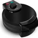 BELLA Classic Belgian Waffle Maker, 7" Round, Non Stick, Waffle Iron Makes 1 Thick Waffles, Variable browning control knob, Stay-cool handle with locking latch, Black